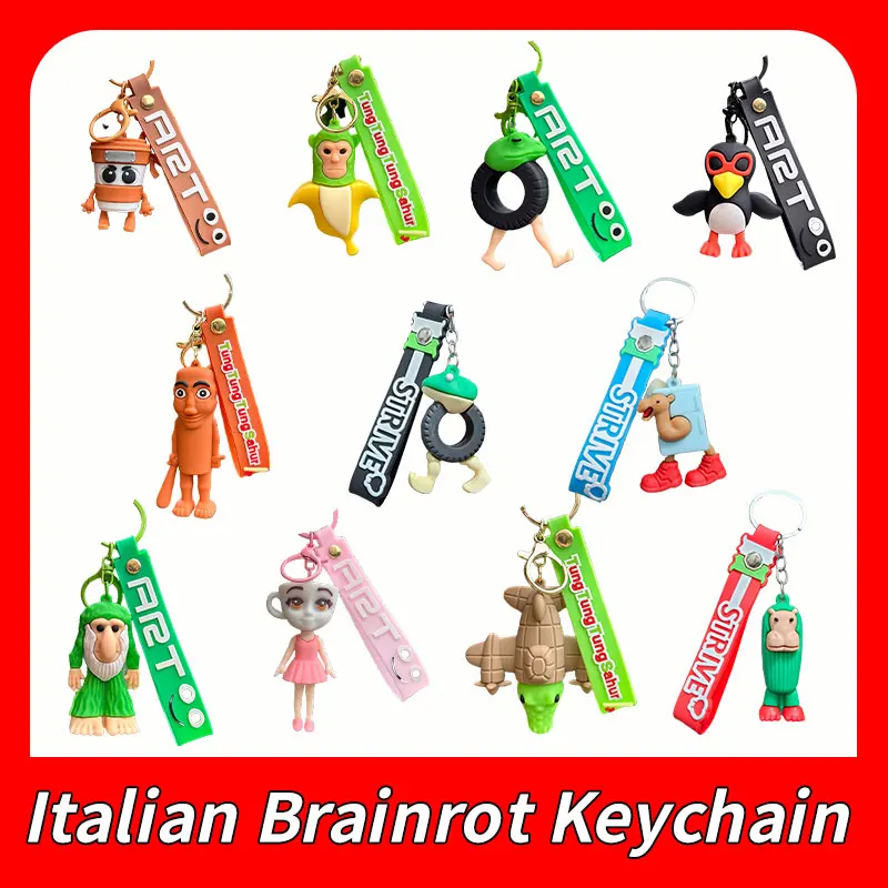 【セール中】イタリア Brainrot キーホルダーフィギュア Tung Tung Tung Sahur キーリング Tralalero Tralalero キーホルダー Brr Patapim バッグぶら下げ装飾おもちゃ