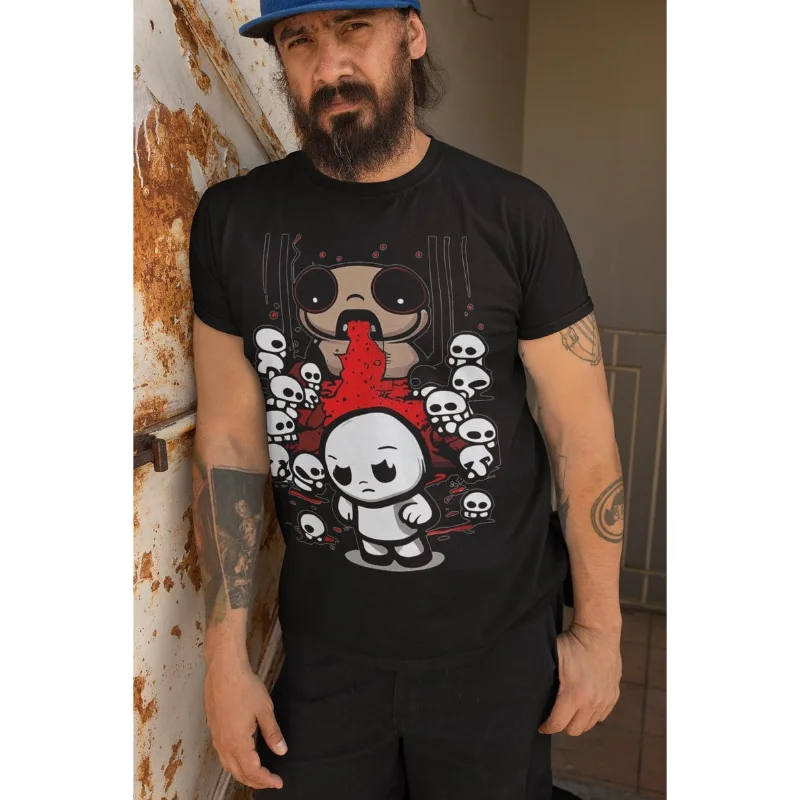 Retro The Binding of Isaac Graphic T Shirt Men Women Oversized Short Sleeve Tee Casual Streetwear Oversized Tops for Game Fans