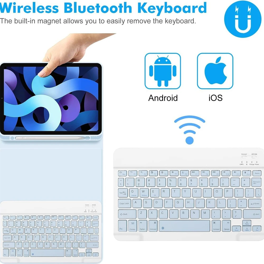 Keyboard Case for iPad 9th 8th 7th Generation 10.2 inch,iPad Air 3rd/iPad Pro 10.5",Detachable Keyboard Cover with Pencil Holder 4