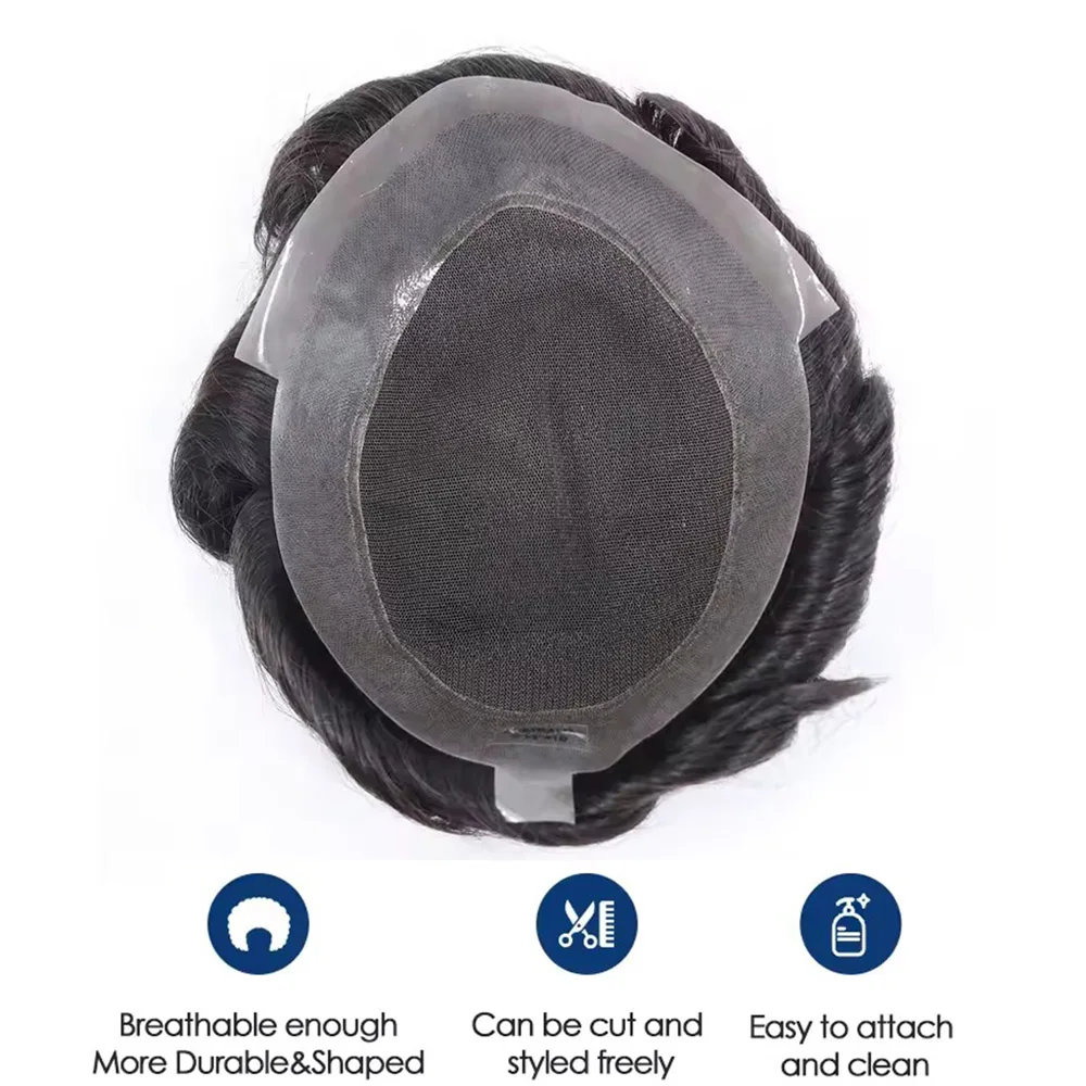 الدانتيل بو الشعر المستعار الرجال الشعرية الاصطناعية الدانتيل الفرنسي الباروكة للرجال شعر الإنسان رجل شعر مستعار نظام الأسود الذكور هيربيسي وحدة