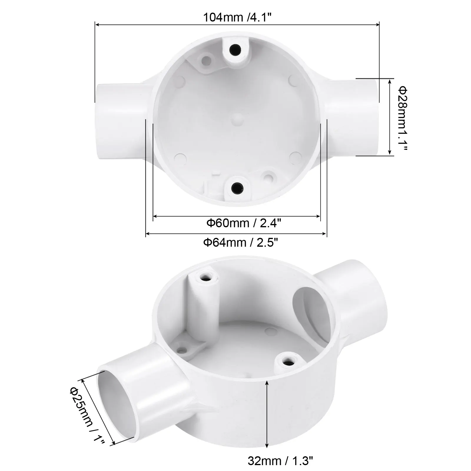 5Pcs PVC Conduit Box Junction Box 1 2 3 4 Way 20 25mm with Cover M4 Screws for Home Hose Electrical Conduit Electronic Projects