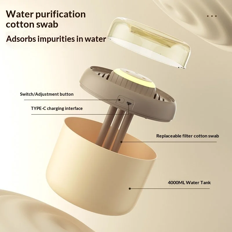 Youpin 4L humidificateurs d'air grande capacité muet arôme huiles essentielles diffuseur trois ports pulvérisation eau veilleuse humidificateur