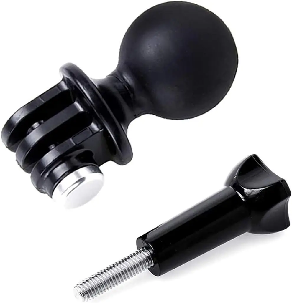 サムスクリュー付きボールヘッドマウントアダプター,GoPro Hero 7,6,5,4,3,3,黒,銀,白,dji osmo action,1 ", 2個