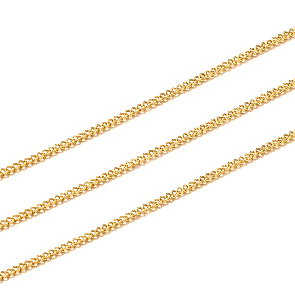 2M Lot 2mm Wide Stainless Steel Curb NK Gold Chains for Jewelry Making Supplies Link Roll Chain Wholesale Items for Business