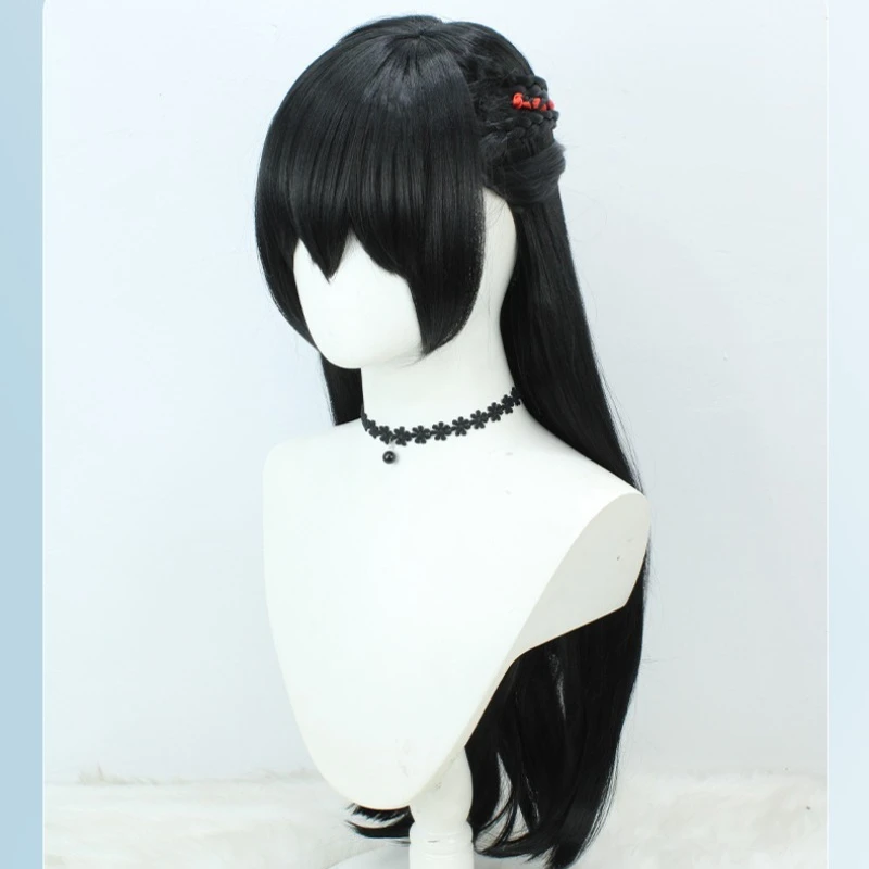 لعبة الهوية الخامس العتيقة تشى شى شعر مستعار تأثيري طويل شعر أسود حفلة الهالوين لعب الأدوار شعر مستعار + غطاء مجاني #4