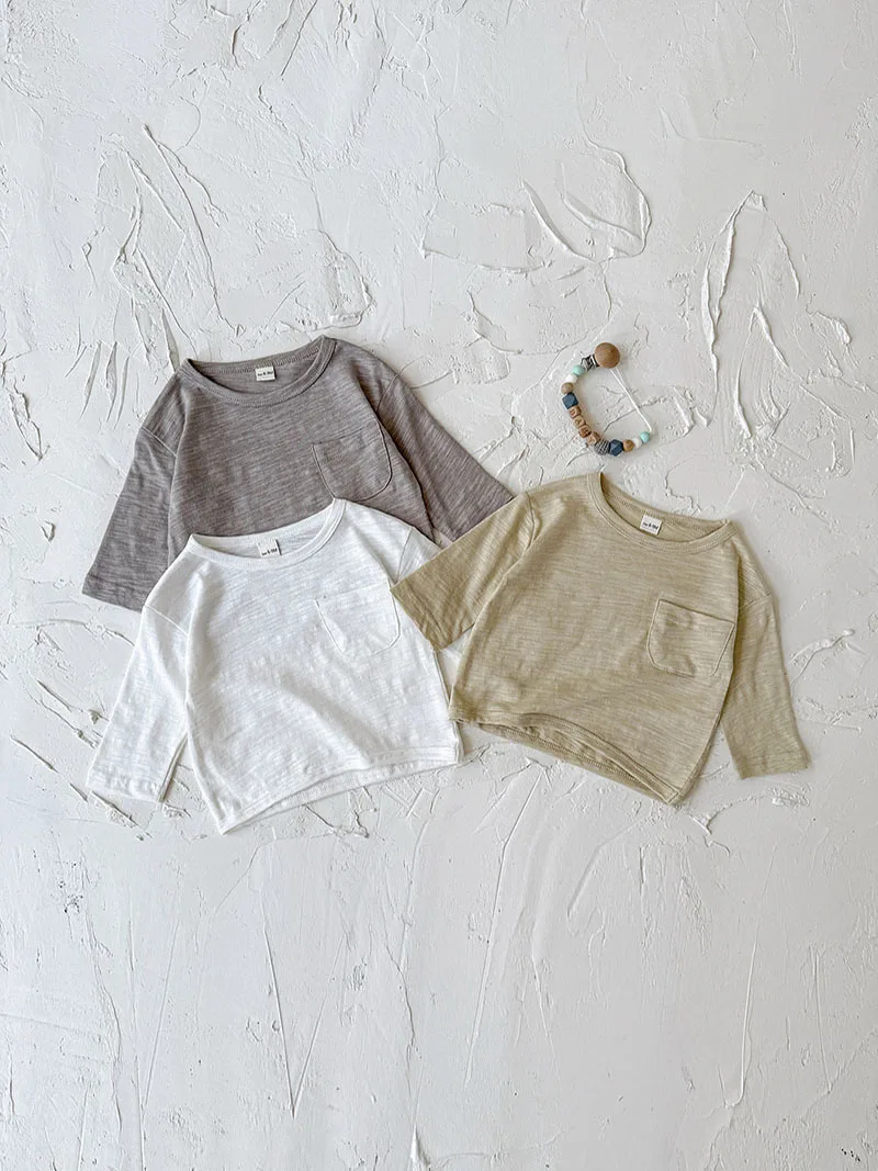 MILANCEL New Autumn Baby T-shirt 6M-3T Cute Solid Color Girls Bottoming Shirt Leisure Soft Loose Toddler Long Sleeved Shirt