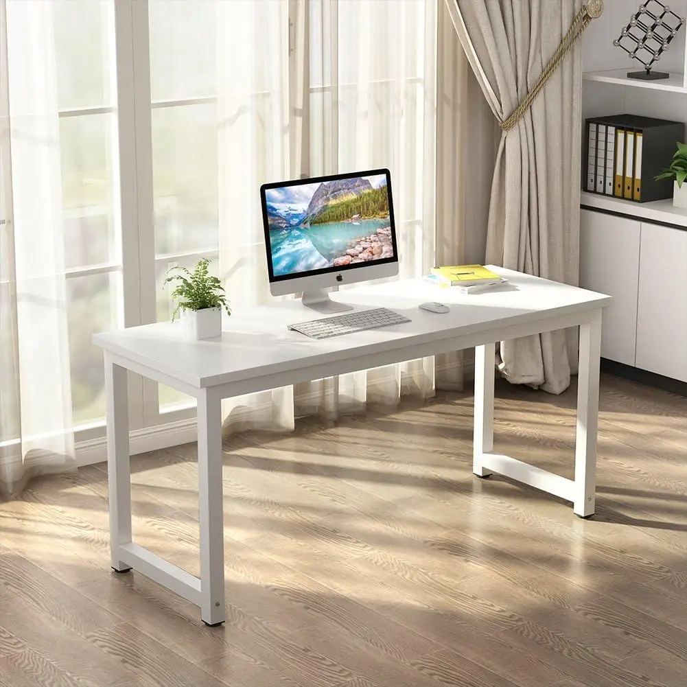 Computer Desk, 63 inch Large Office Desk Computer Table Study Writing Desk for Home Office, White