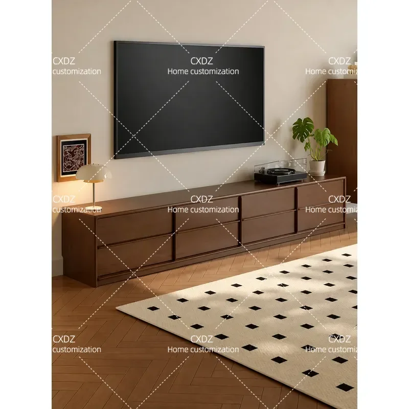 Blue Ideal Solid Wood TV Cabinet Walnut Multi Drawer Storage Unit Living Room Media Console Locker Furniture