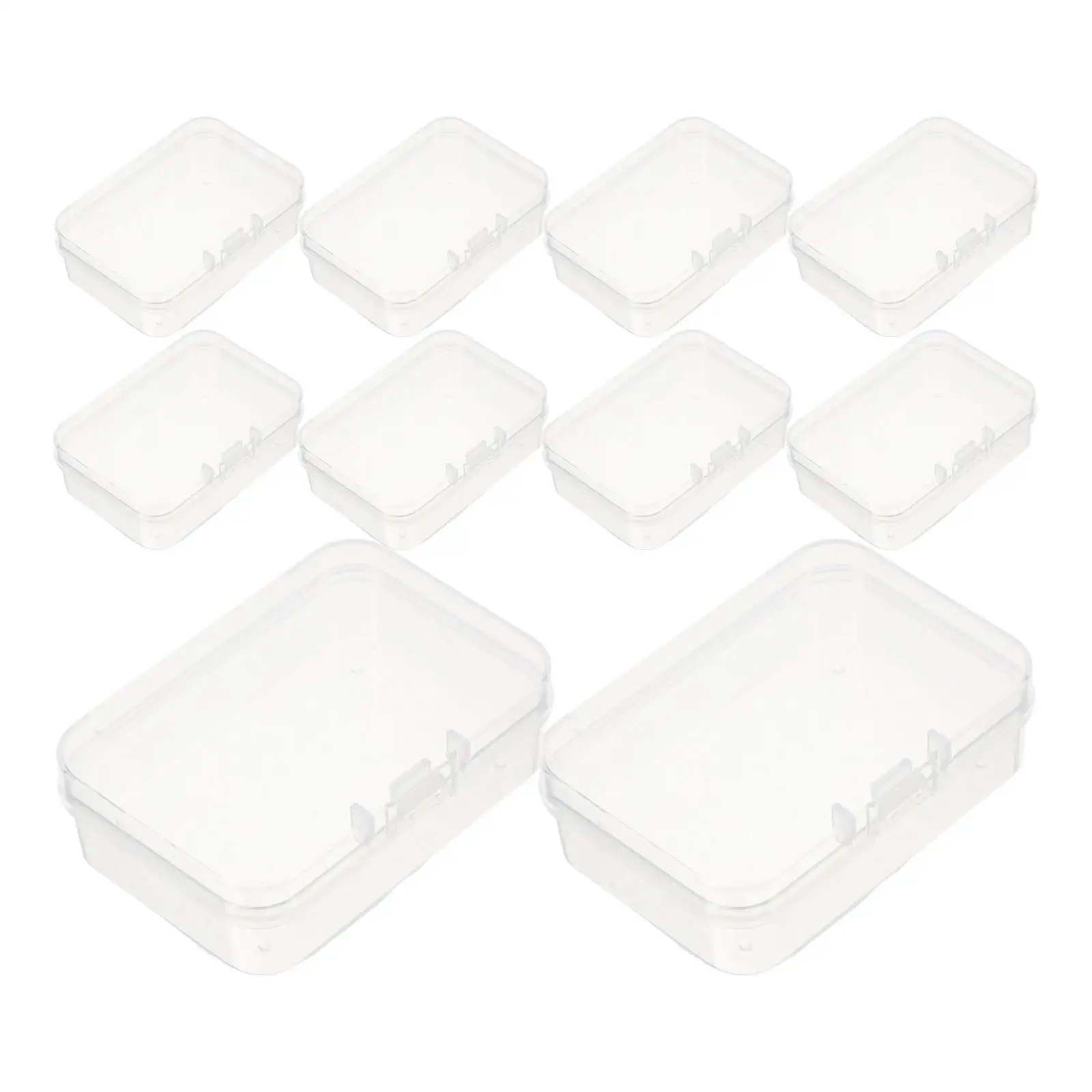 10 Pcs Plastic Boxes Clear Mini Storage Organizer Rectangle Containers PP Small Transparent Beads Cases White Long