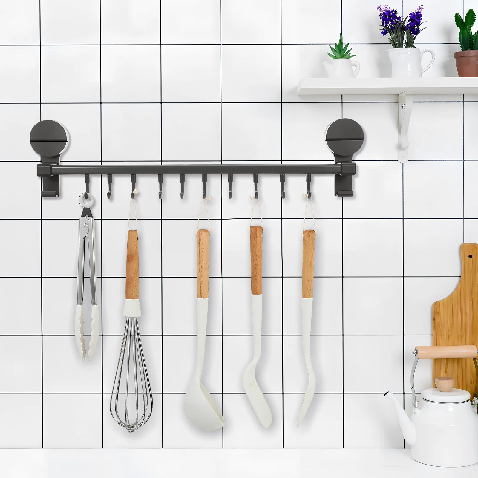 10 قطعة رف أدوات المطبخ شفط كأس لا الحفر الحائط المنظم ل ملاعق المناشف أدوات الطبخ تخزين أدوات المطبخ