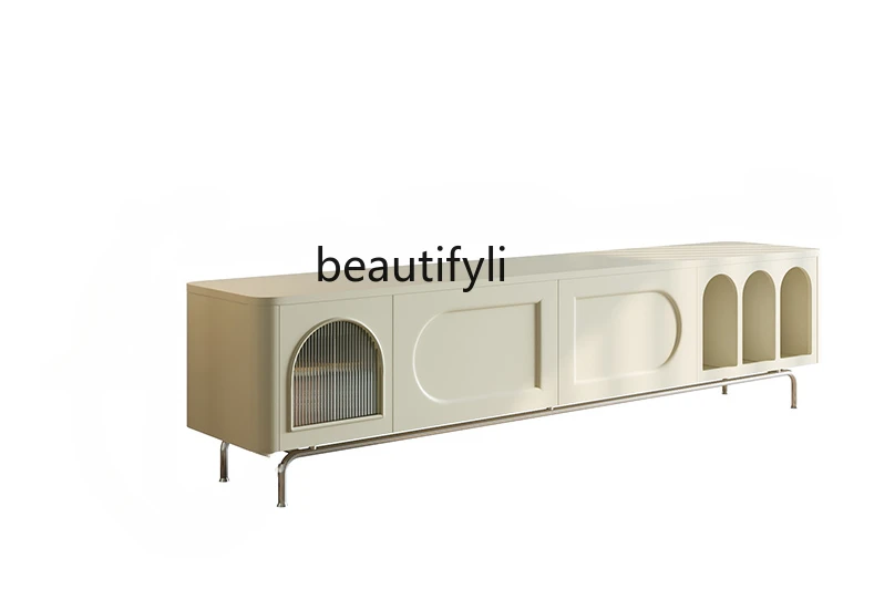 

French Cream Style TV Cabinet Small Apartment Home Living Room Modern Minimalist Retro Affordable Luxury White Locker