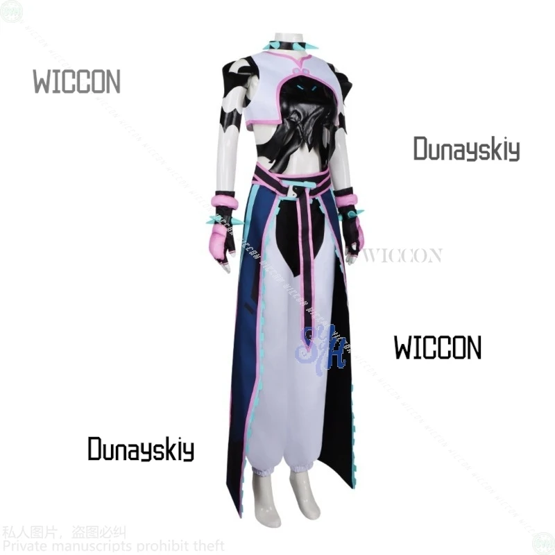 Disfraz de Anime Owww Crossover Street Cos Fighte, disfraz de Hann Juri, lencería Sexy, uniforme de batalla rosa y azul, pelucas Y2K para Halloween