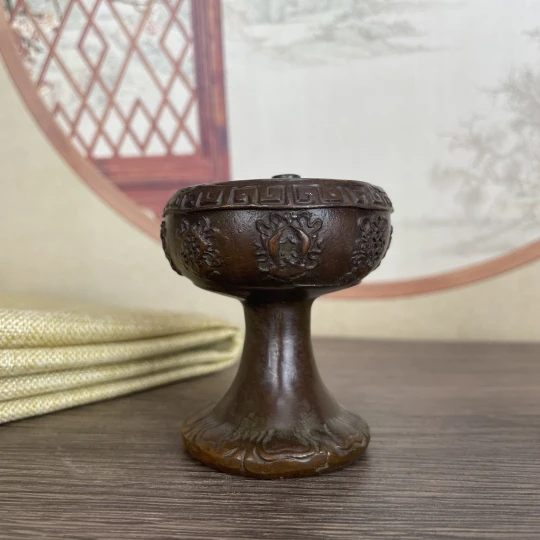 

Old pulp eight treasures high foot oil lamp candlestick butter household Buddha front supply ever bright oil