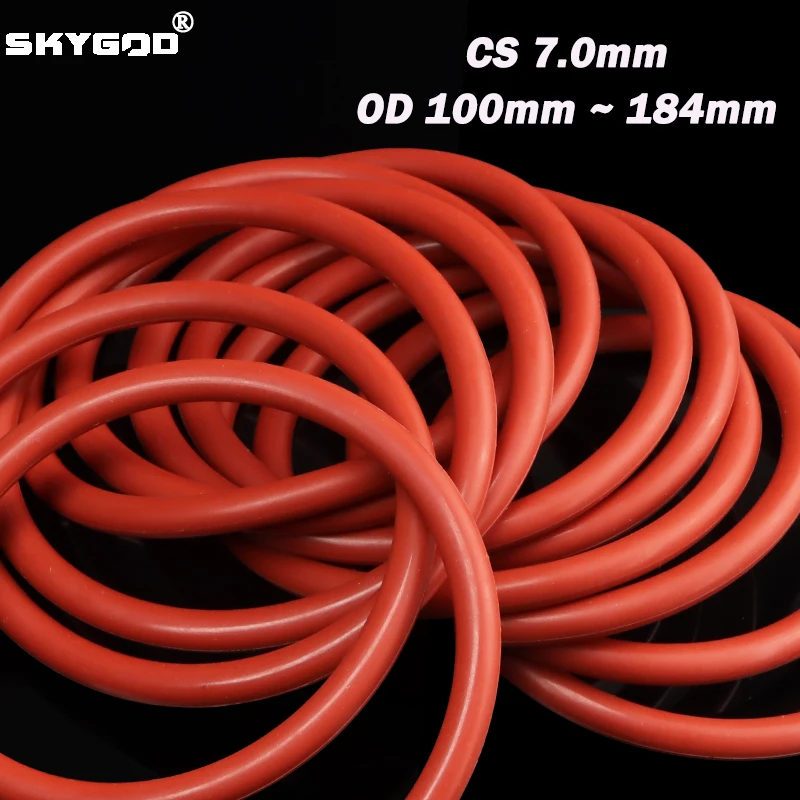 

5 шт. силиконовое красное уплотнительное кольцо VMQ CS 7 мм наружный диаметр 100 мм ~ 300 мм пищевая прокладка водонепроницаемая шайба круглое O-образное резиновое силиконовое кольцо