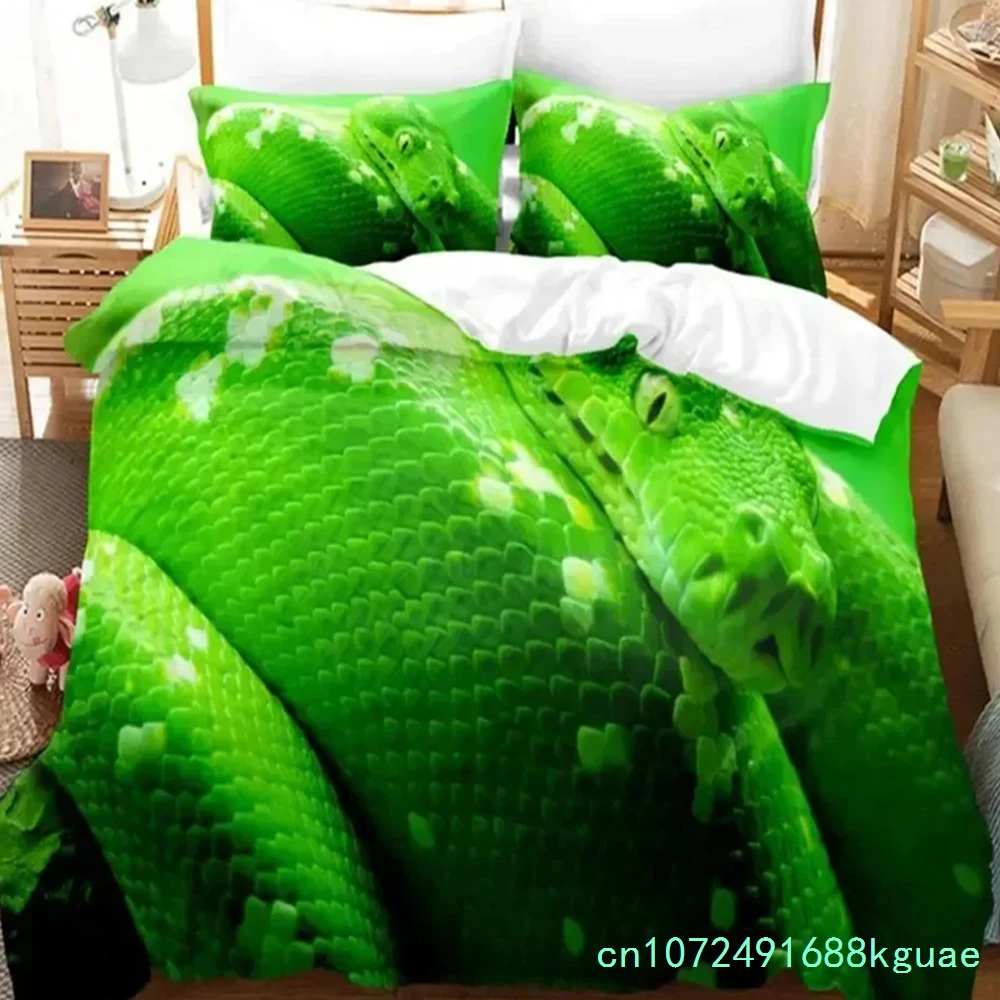 Green Snake Bedding Set Duvet Cover Set 3d Bedding Digital Printing Bed Linen Queen Size Bedding Set Fashion Design