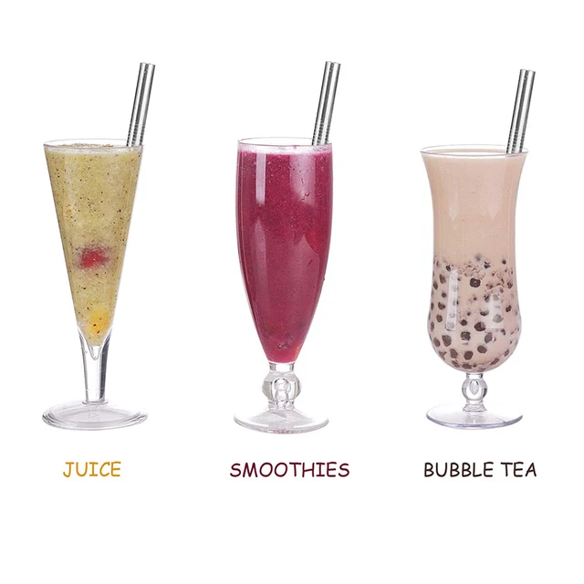 4pcs Stainless Steel Straws With Cleaning Brush Reusable Straw Drink Items Sodastream Bubble Tea Bar Accessories Drinking Metal