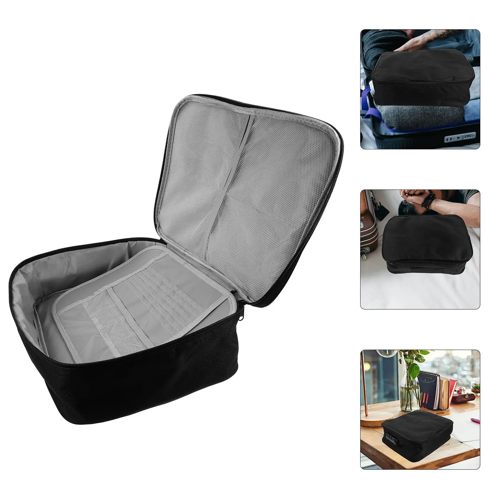 

Document Storage Bag Oxford Cloth Multi-Layer Travel Organizer with Password Lock for Id Papers Important Documents File Holder