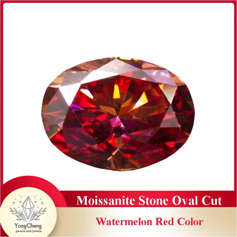 Moissanite Stone Oval Cut Watermelon Red Color Lab Created Gemstone Diamond Jewelry Making Materials with  GRA Certificate