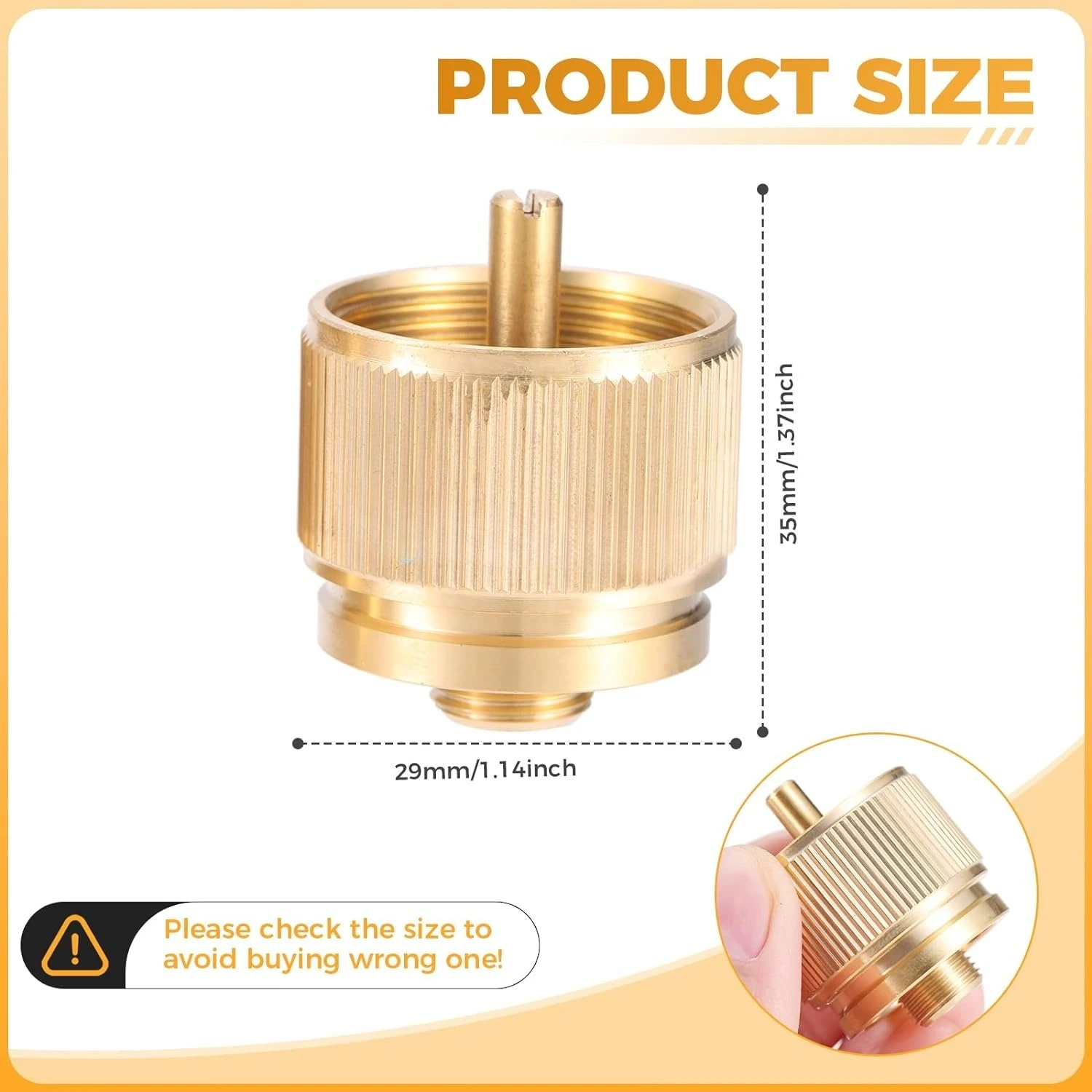 2pcs Propane Gas Camping Stove Adapter 1LB Small Tank Convert to EN417 Bottle Thread 7/16" Brass Adapter for Outdoor Camping