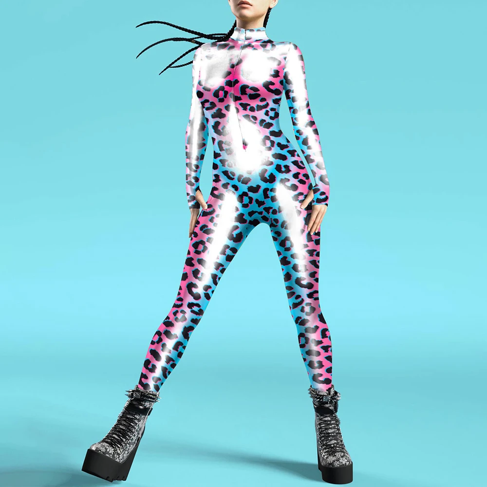 Mono Sexy de Halloween para mujer adulta, traje de Cosplay de fiesta, disfraz de Oufit, traje de escenario con estampado de Tie-dye de Anime, Catsuit