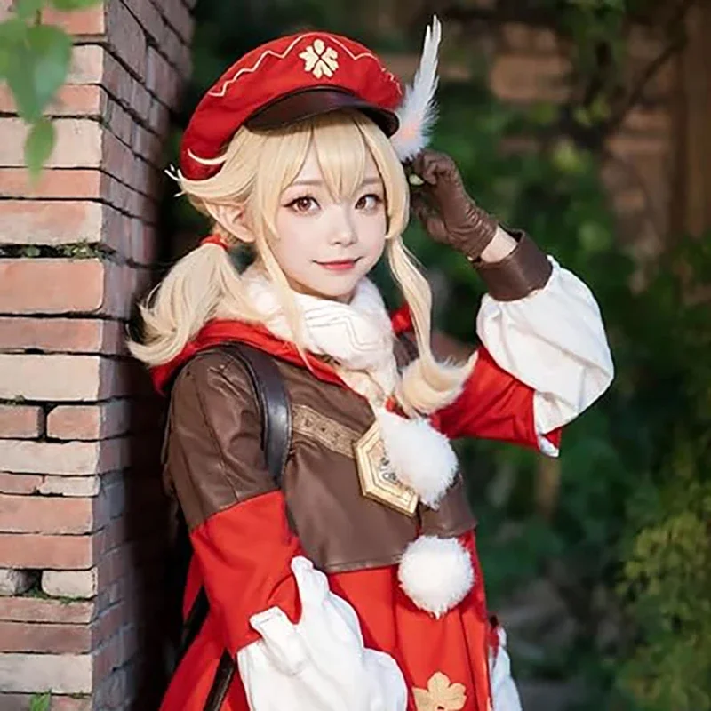 Peruka do Cosplay Klee z uszami peruka Anime z podwójnym blond kucykiem na imprezę kostium na Halloween pokaz Cosplay