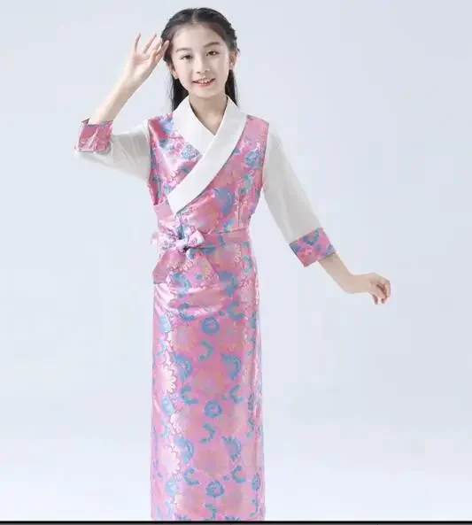 فستان الأميرة التبتية للفتيات الصينيات ملابس التبت فستان هانفو