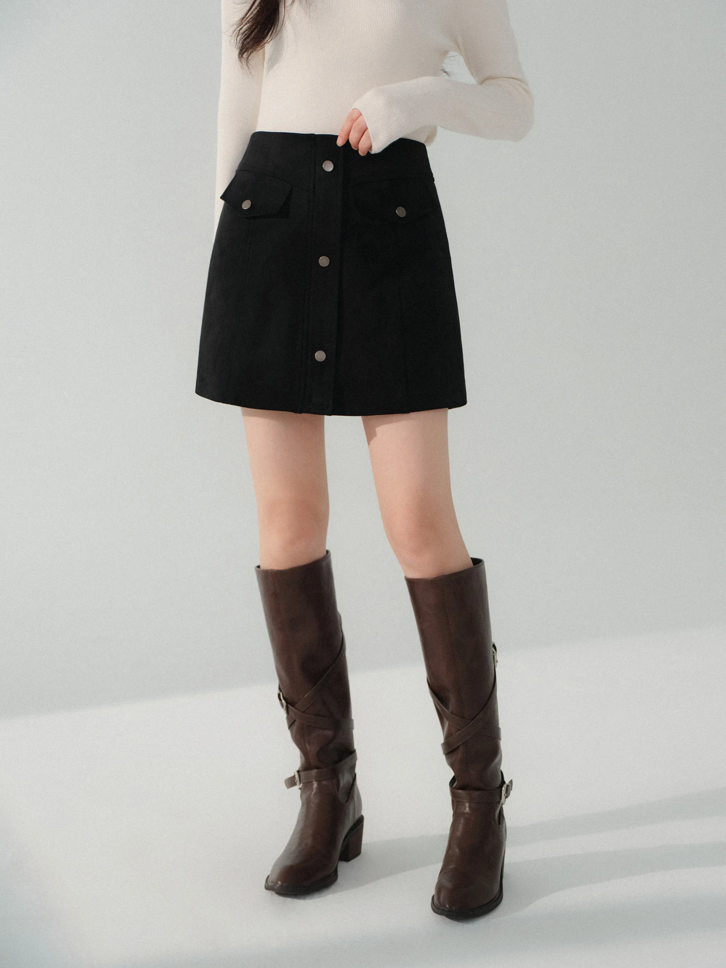 Women A Line Cargo Mini Skirt Lady Spring Slim Fit High Waist Short Skirt Casual Minimalist Office Fashion Bottoms Daily Wear