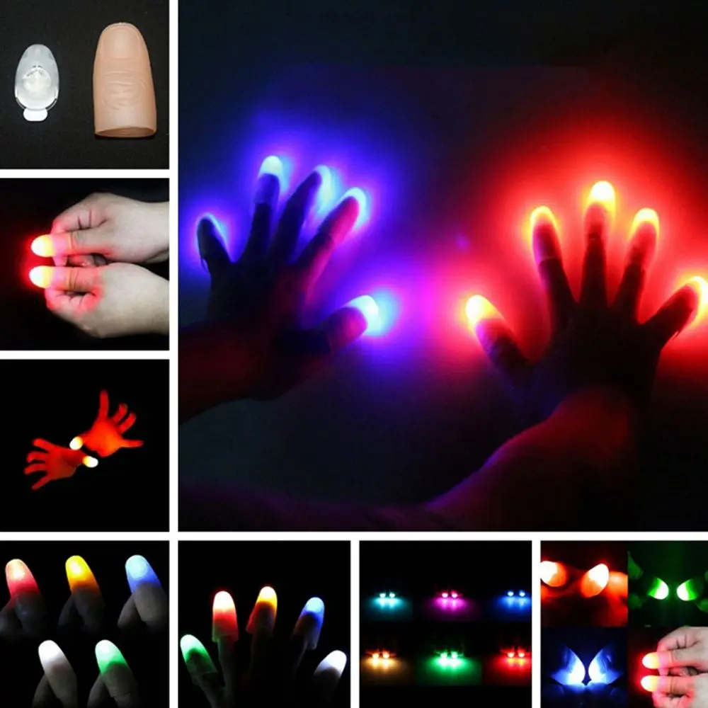 Decor Gifts Glow Toys Magic Trick Props Luminous Flashing Fingers Induction light Finger light Light Up Thumbs