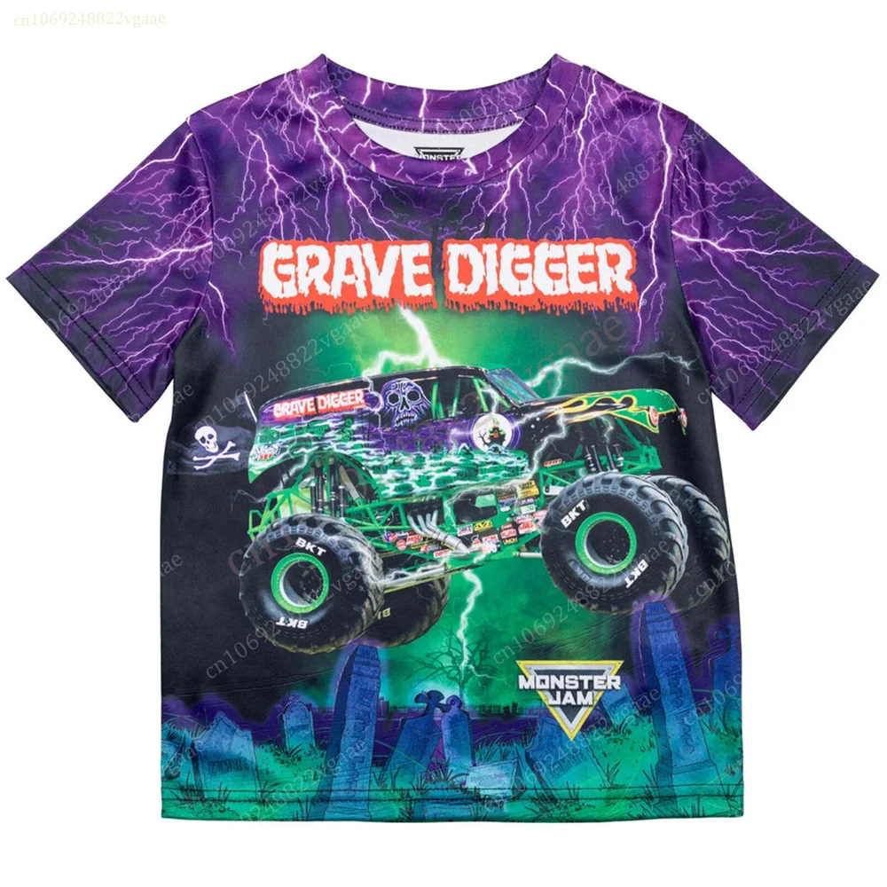 2024 Summer Monster Trcuk T Shirt Kids Men Tee Jam T-shirt Boys Oversized Costume Short  Sleeve Tops Women Girls Car Toy