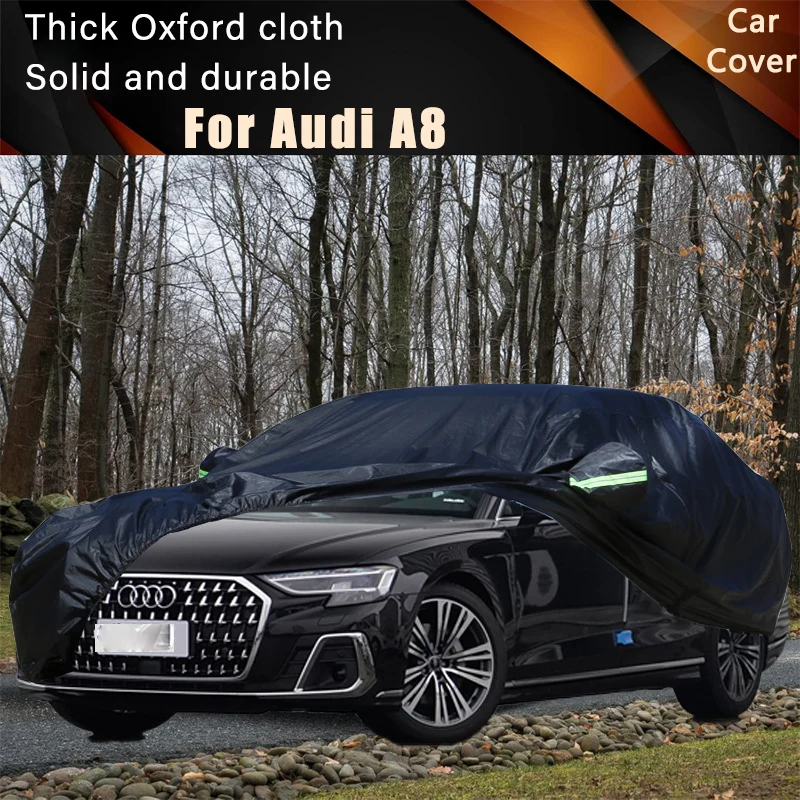 

Черные автомобильные чехлы для Audi A8, уличные водонепроницаемые пылезащитные чехлы от солнца, дождя и снега, толстая ткань Оксфорд, полный внешний чехол