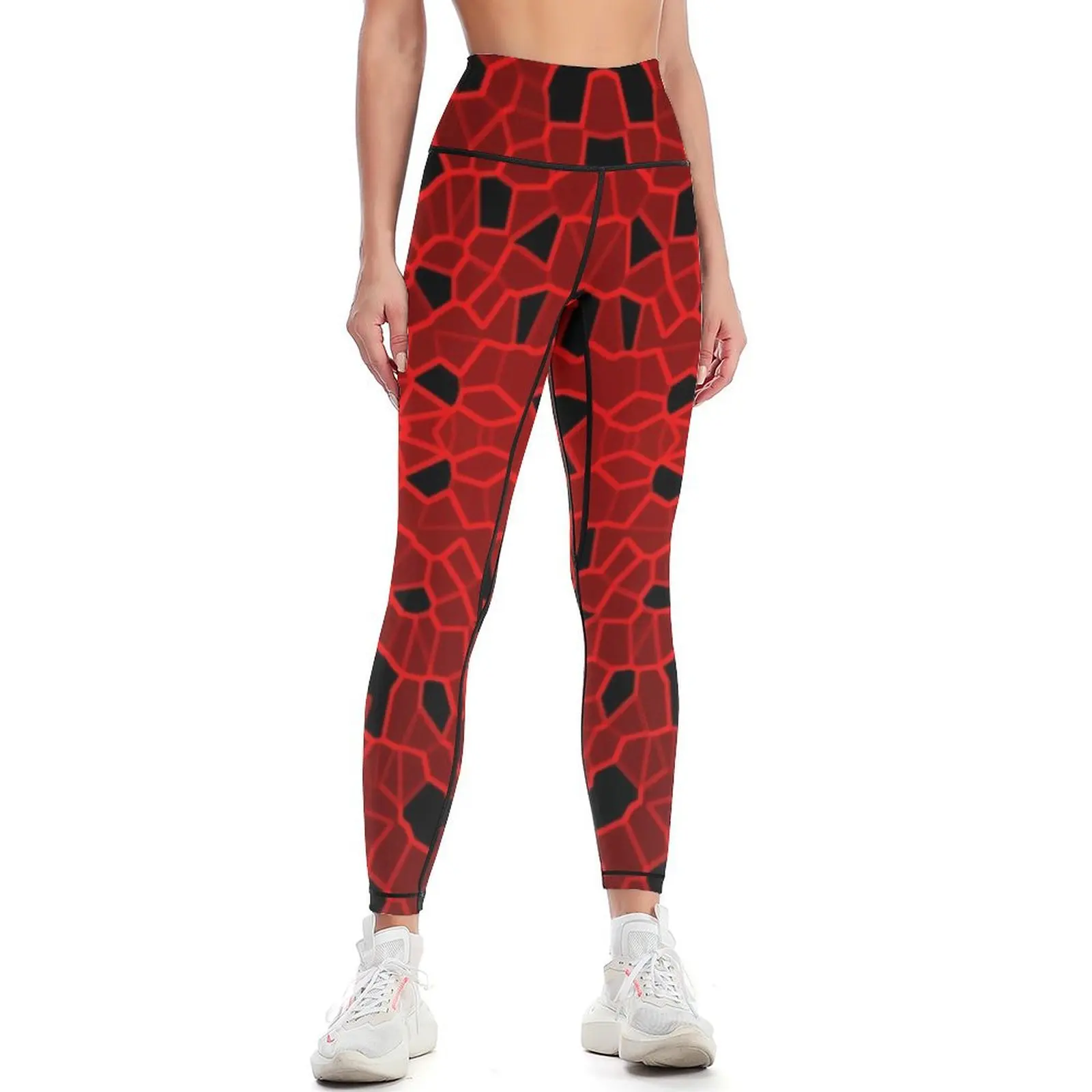 Red Crackle Leggings push up legging Clothing fitness Womens Leggings