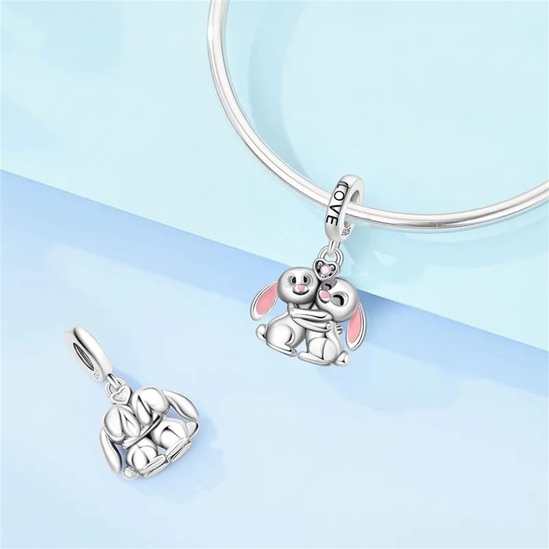 

2026 New 925 Sterling Silver Cute Rabbit Charms Beads Fit 3mm Classic Bracelet DIY Women Birthday Anniversary Jewelry Gifts
