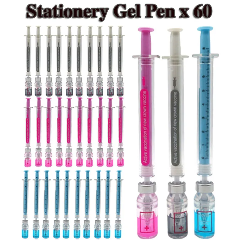 

60Pcs Novelty Syringe Peculiar Shape Cute Stationery School Office Stationery Gel Pen