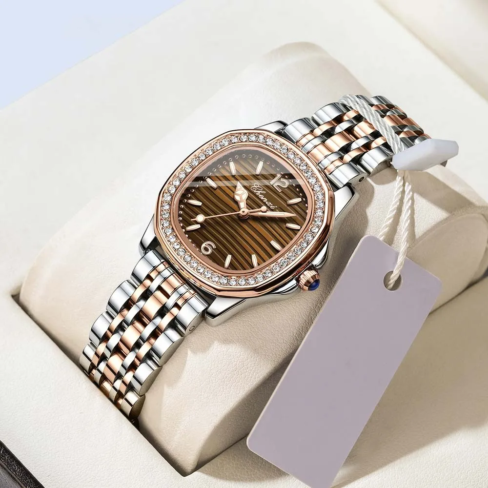 CHENXI Women's Watch Luxury Diamond Quartz Watches Stainless Steel Fashion Dress Wristwatches Clock Gift for Ladies