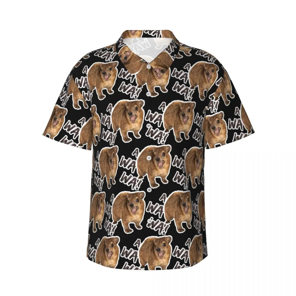

Awawa Angry Screaming Rock Hyrax Men's Shirts Hawaiian Short Sleeve Shirt Casual Lapel Tops for Summer Beach