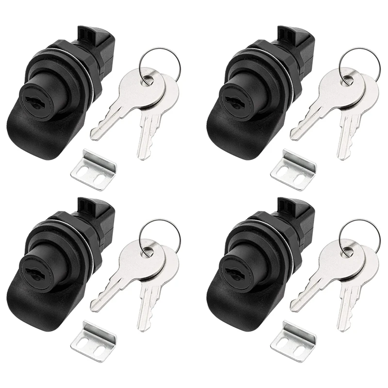 4 Set Locking Push Button Latch For Marine Boat Radio Box, Tool Box, Electronic Box, Motorcycle Glove Box Lock.