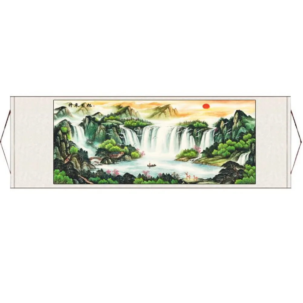 Landscape Background Wall Back To The Mountain for Wealth Recruitment Office Painting Living Room Decor Scroll Banner Mounting