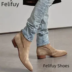Black Pointed Toe Buckle Strap Ankle Boots Grey Men Hombre Genuine Leather Men Motorcycle Boots For Men Work High Top Men Shoes