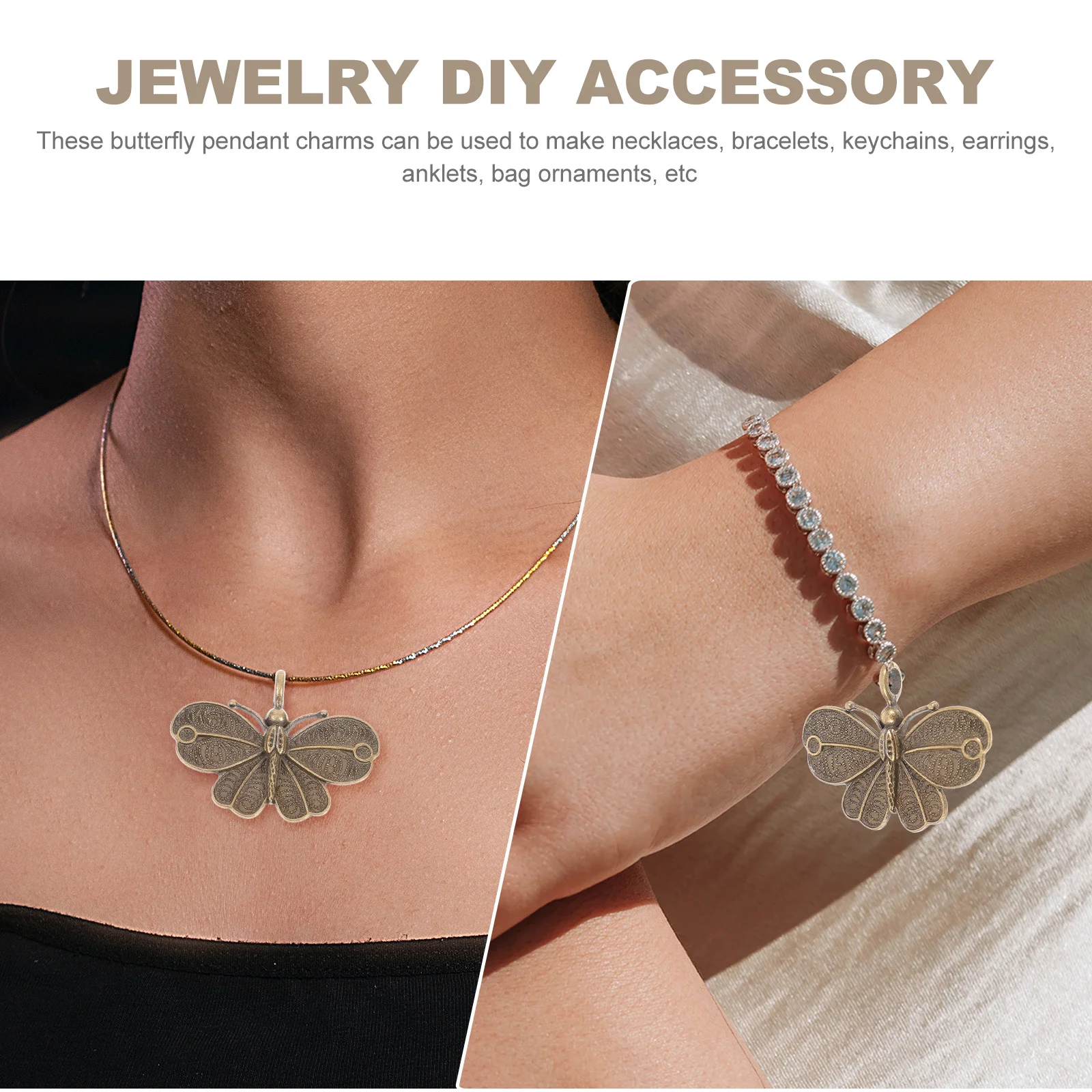 

4 Pcs Butterfly Pendant Jewelry Making Accessories Charms Accessory