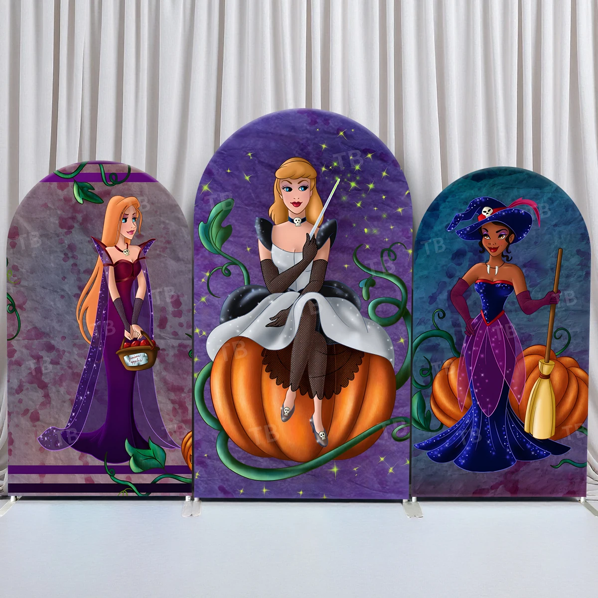 

TB Halloween Disney Princess Theme Arch Backdrop Cover for Girl Birthday Party Decor Baby Shower Photo Background Elastic Fabric