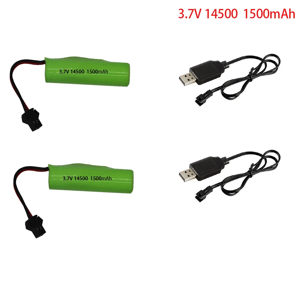 3.7V 1500mah  14500 Battery and charger For C2 D828 RC Stunt Dump Car Toy Accessory 3.7V 14500 Li-ion battery with SM-2P Plug