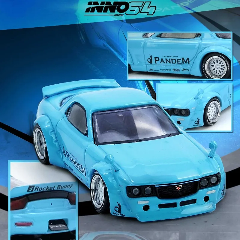 INNO 1:64 Nissan PANDEM ROCKET BUNNY RX7 FD3S die-cast alloy car model, boys' holiday gift toy, adult collection piece.