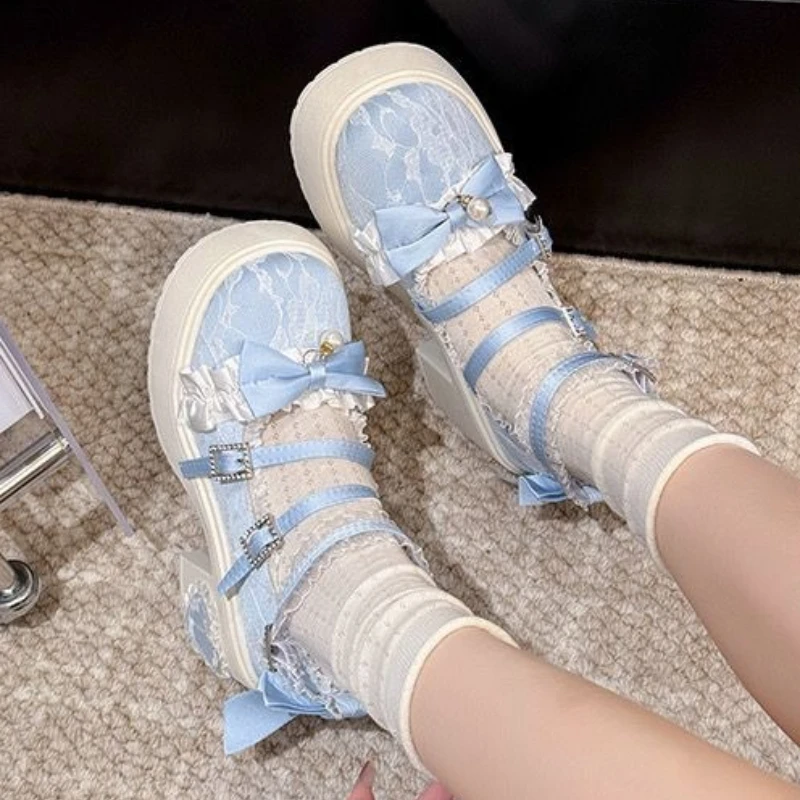 

Women’s Platform Mary Jane Oxfords Canvas Lace Up Vintage Campus Grunge Back to School