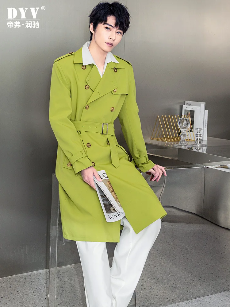 

Autumn Winter Office Men Trench Coat Green Coat Smart Casual British Style Double Breasted Luxury Outwear Korean Coat Men