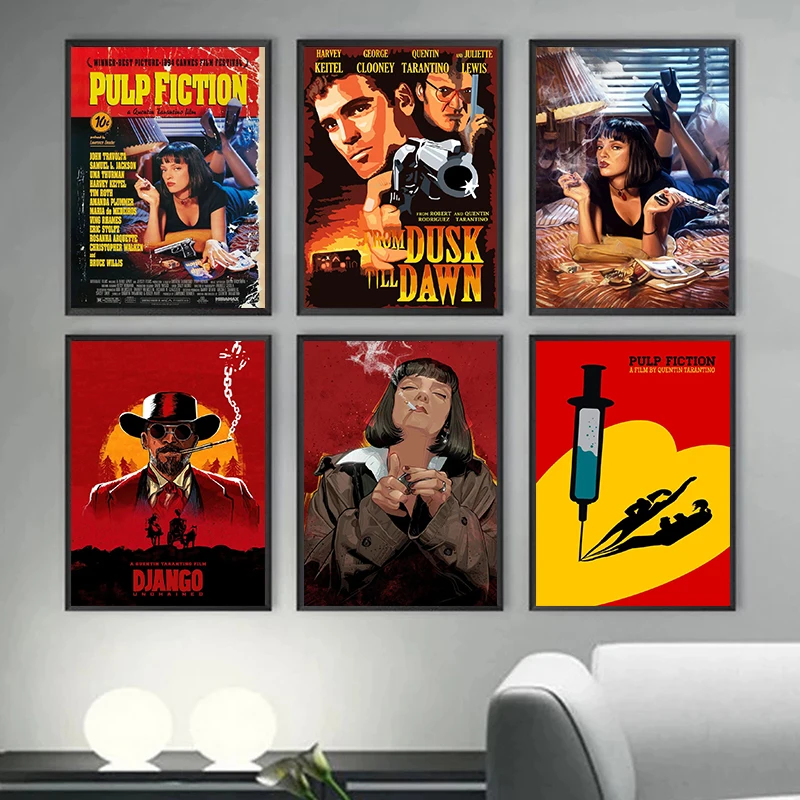 Carteles e impresiones de pintura moderna, películas, Pulp Fiction, lienzo, imágenes artísticas de pared para el hogar, sala de estar, Cuadros