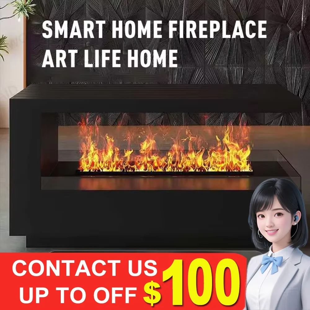 

Wall-Mounted Mist Fireplace, Humidifier + RGB Flame, Sleek Design Fireplace for Hotel Restaurant Decor No Installation Needed