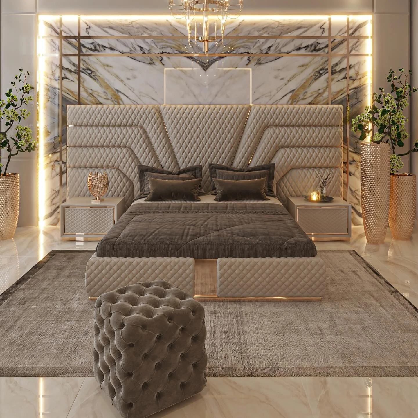 

Luxury Hotel Queen Bed Frame Up-holstered Beds Frame Set Furniture Bedroom Wholesale