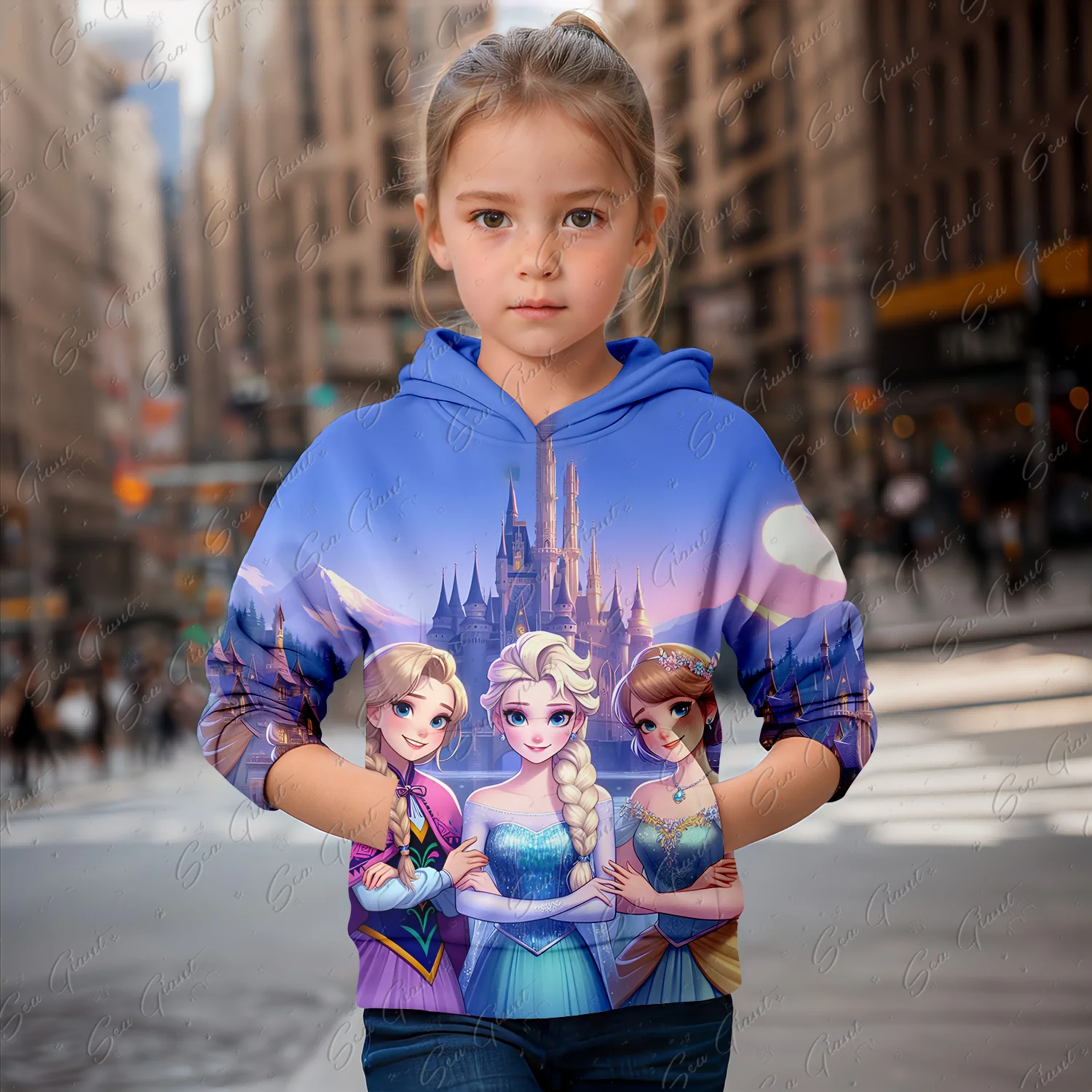 2024 New MINISO Cartoon Mermaid Princess 3d Print Girls Hoodies Long Sleeve Hooded Sweatshirt Top Lovely Pullover Spring Autumn