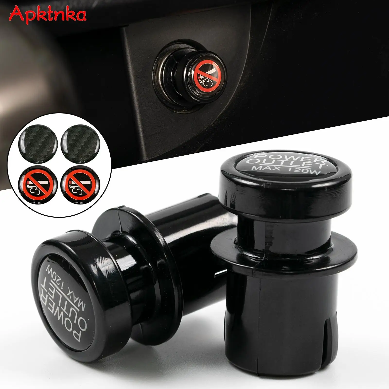 APKTNKA 2Piece/set Car Charger Cigarette Lighter Plug Outlet Button Universal Dust Cover Car Styling 12V 21MM Power Socket