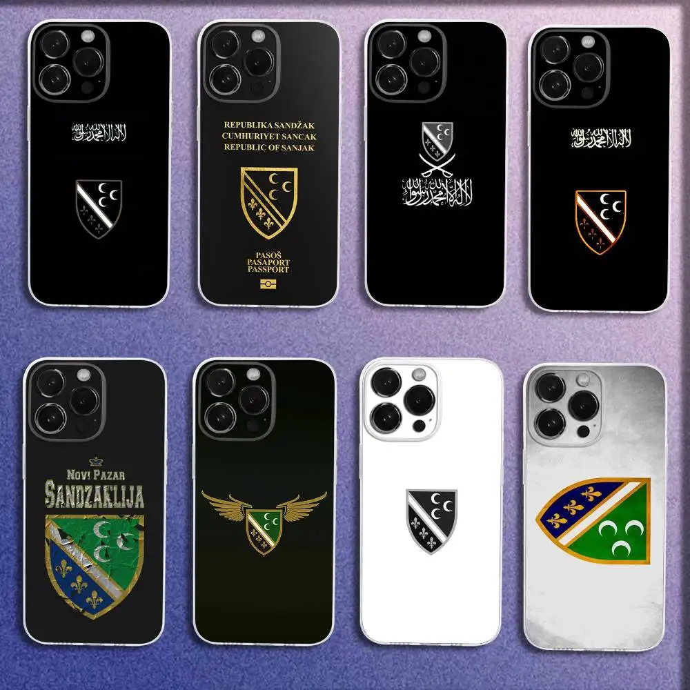 

Sandjak Sandzak Flag Passport Phone Case For iPhone 16,15,14,13,12,11 Plus,Pro,Max,XR,XS,Plus,E,Mini Transparent Cover